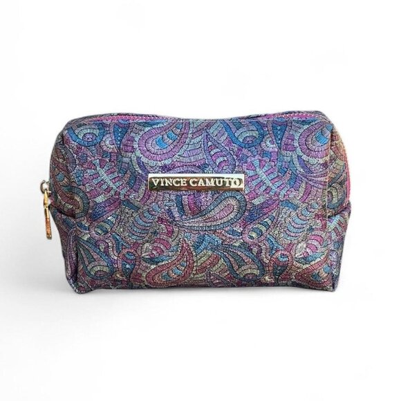 Vince Camuto Paisely Pastel Metallic Iridescent makeup bag clutch - Picture 1 of 7